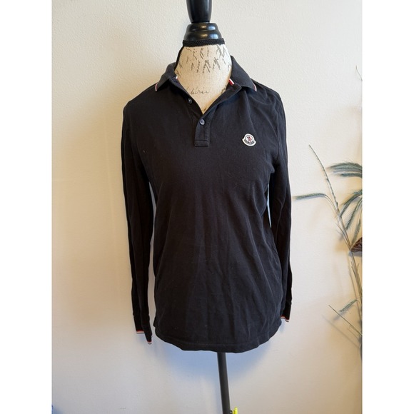 Moncler Men's Long Sleeve Polo Shirt Black
